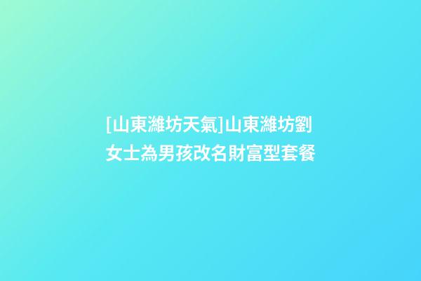 [山東濰坊天氣]山東濰坊劉女士為男孩改名財富型套餐-第1張-公司起名-玄機派